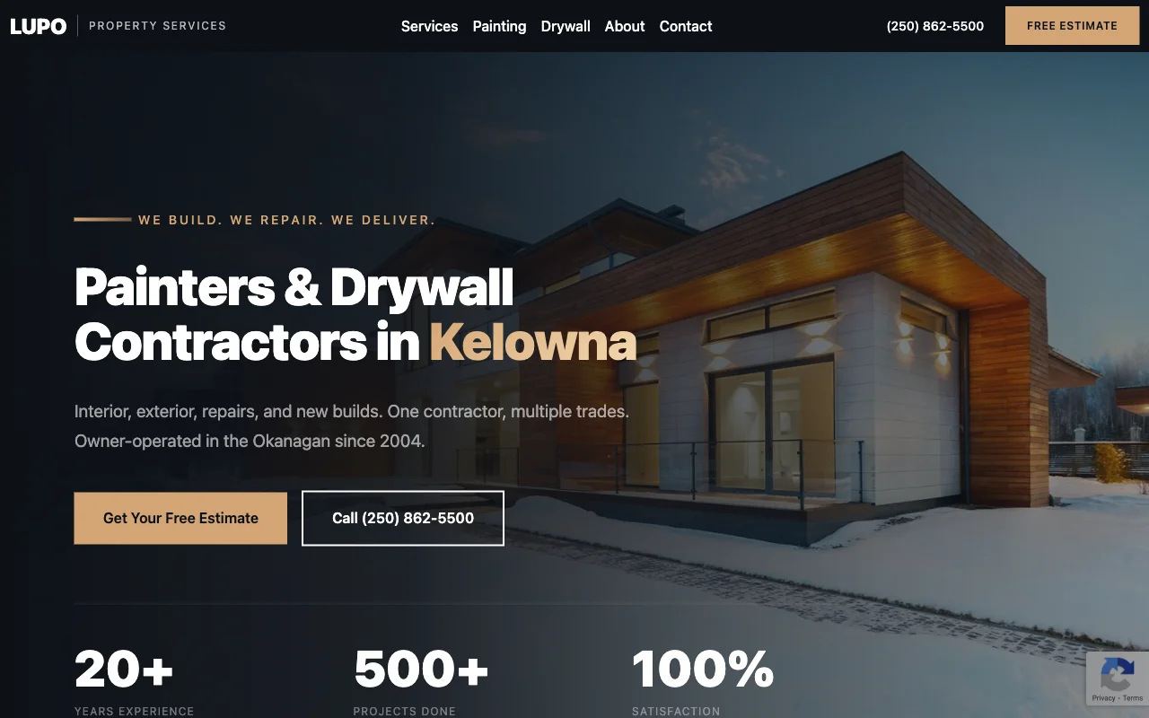 Lupo Property Services painting contractor website - Google Ads and SEO lead generation case study