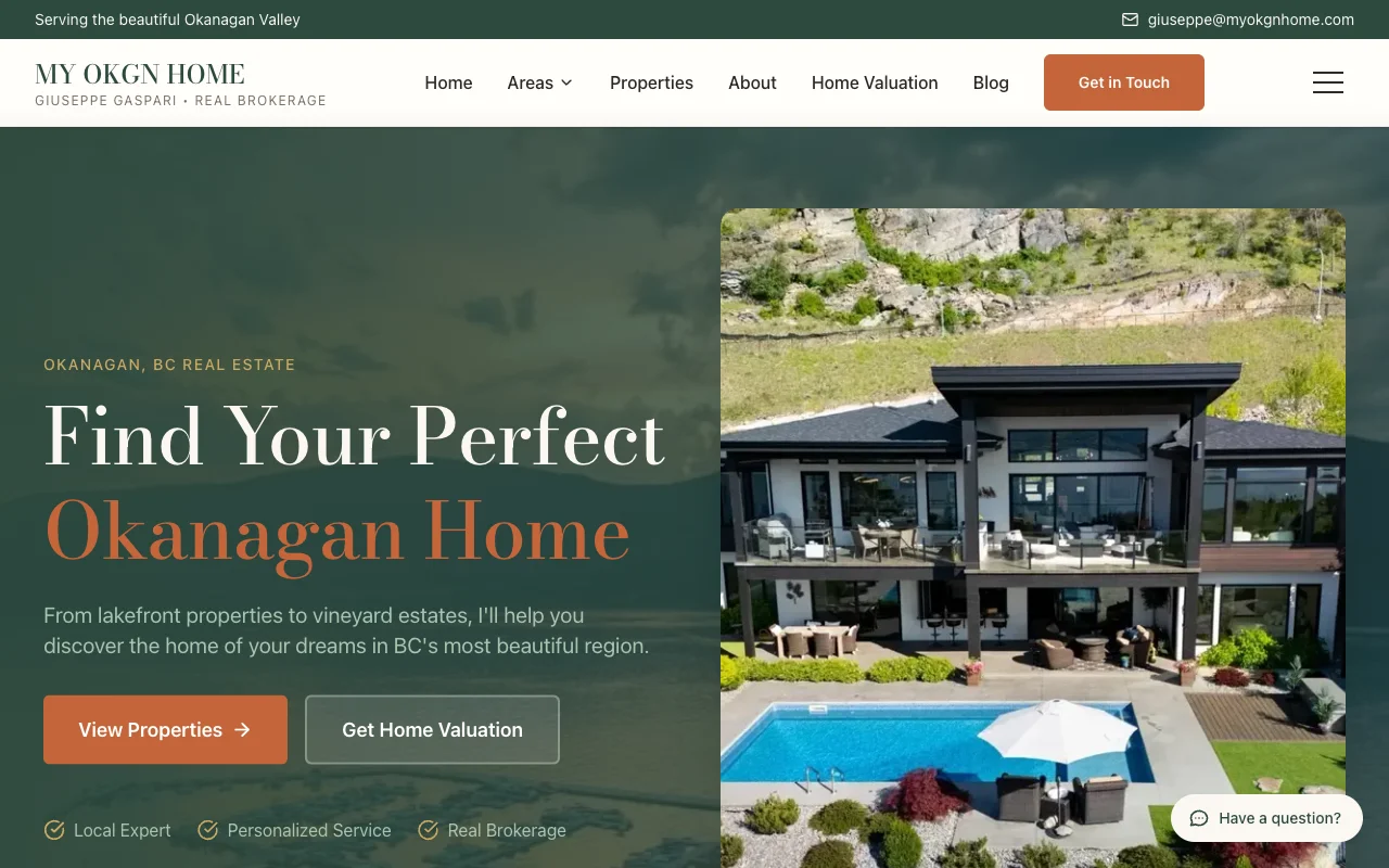 My OKGN Home real estate website - Okanagan Valley REALTOR website design