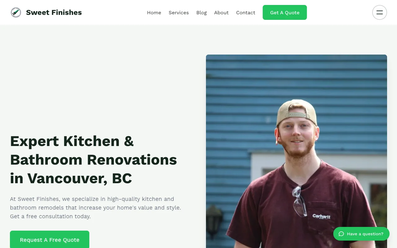 Sweet Finishes renovation contractor website - programmatic SEO with 23 location pages